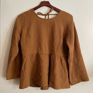 Madewell Peplum Open-Back Top small Toffee NWOT